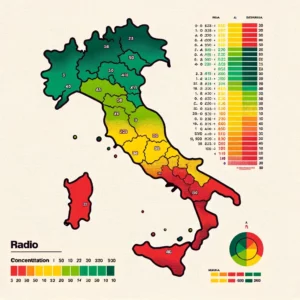 infografica della concentrazione radon in Italia
