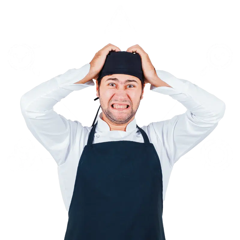 cuoco preoccupato per sanzioni haccp